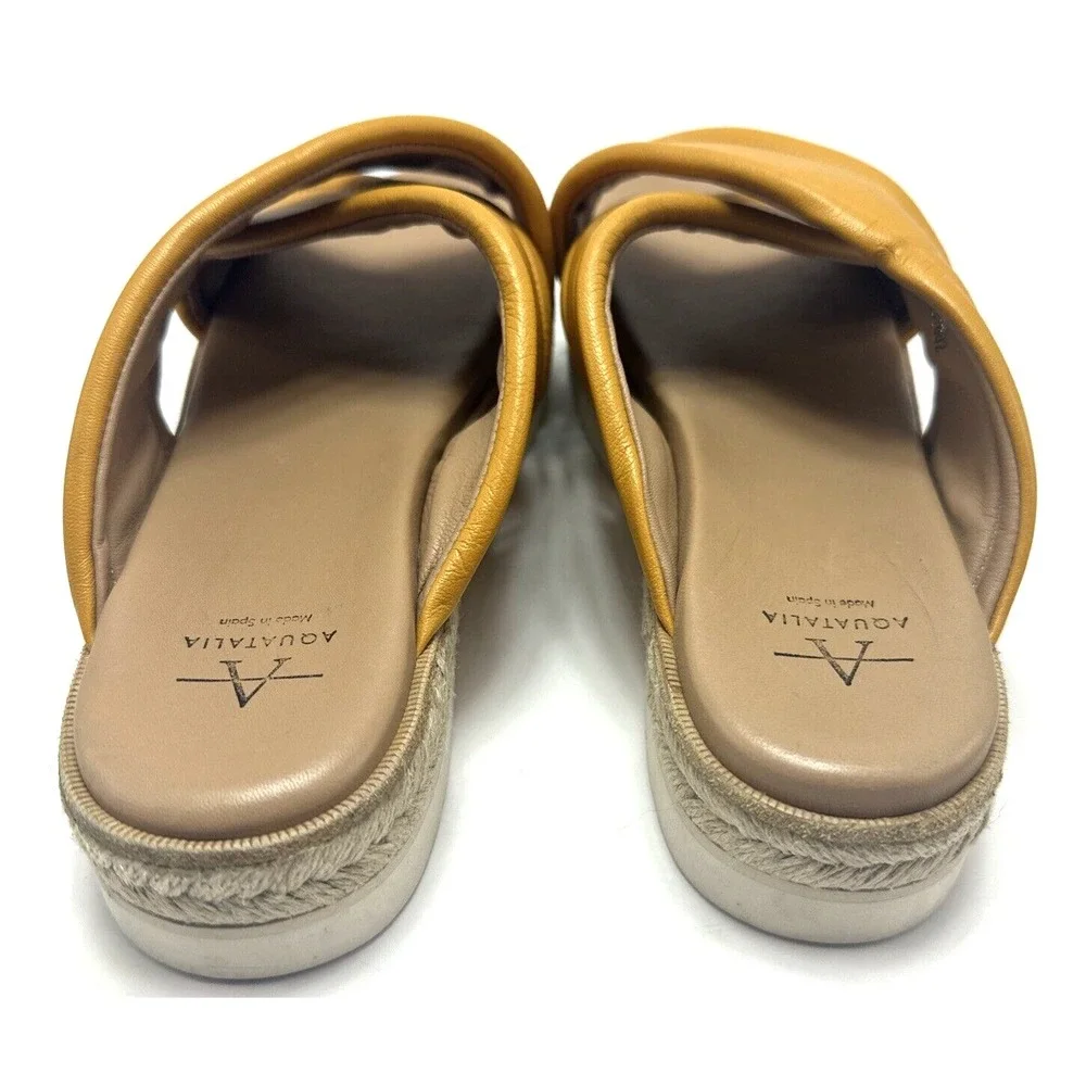 Aquatalia Saila Nappa‎ Leather Platform Espadrille Sandals Made In Spain